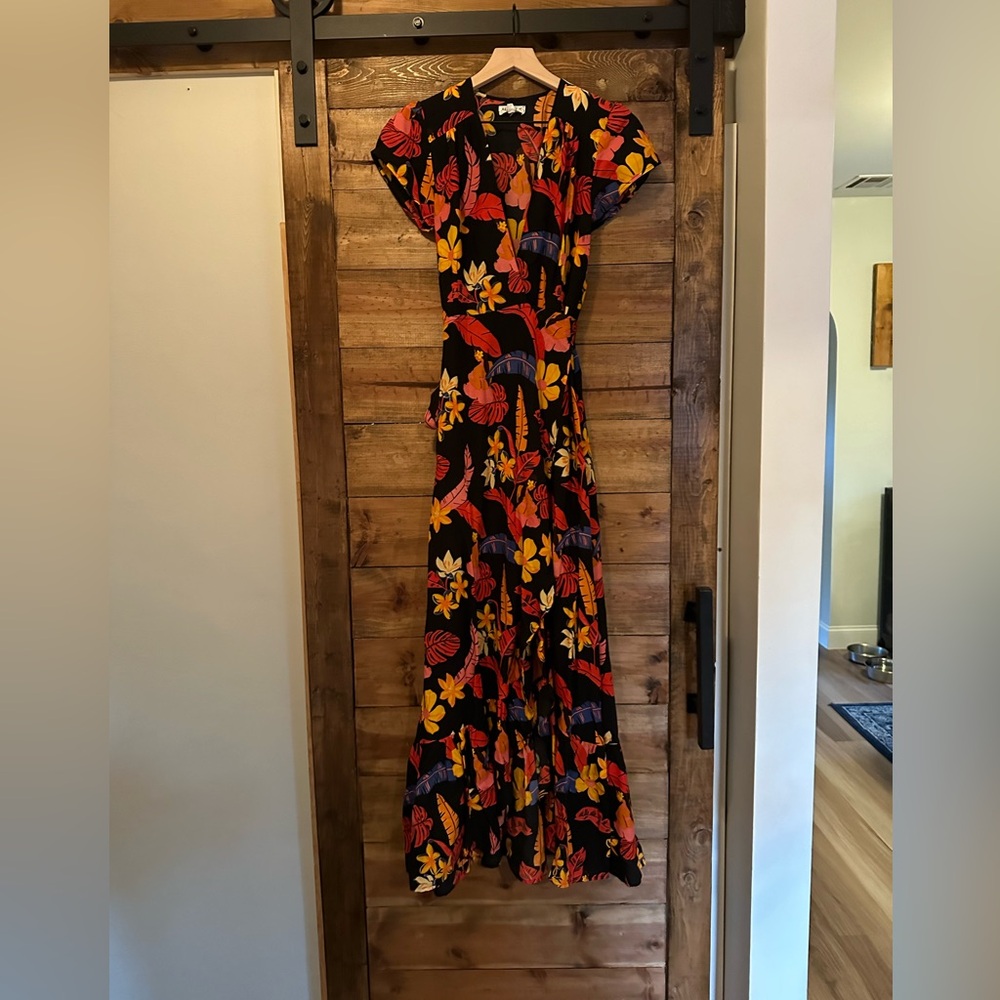 Tropical summer wrap dress XS